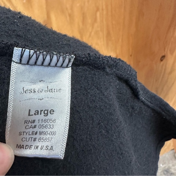 Jess & Jane sweatshirt cardigan black casual comfortable open front size large - Picture 8 of 8